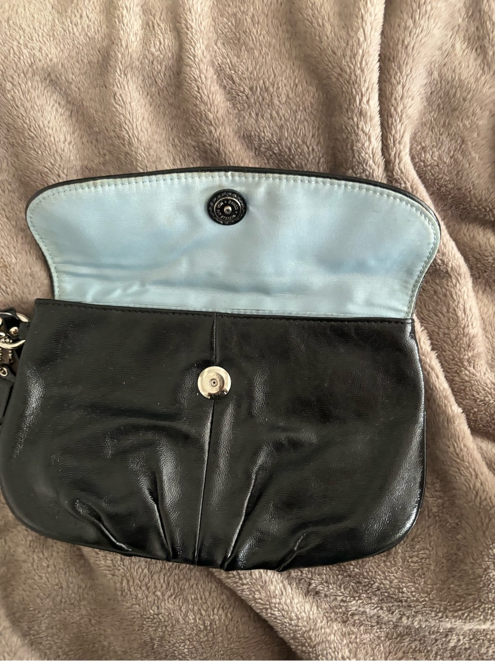 Coach Black Leather Wristlet with Ruched Detail - Picture 3 of 7